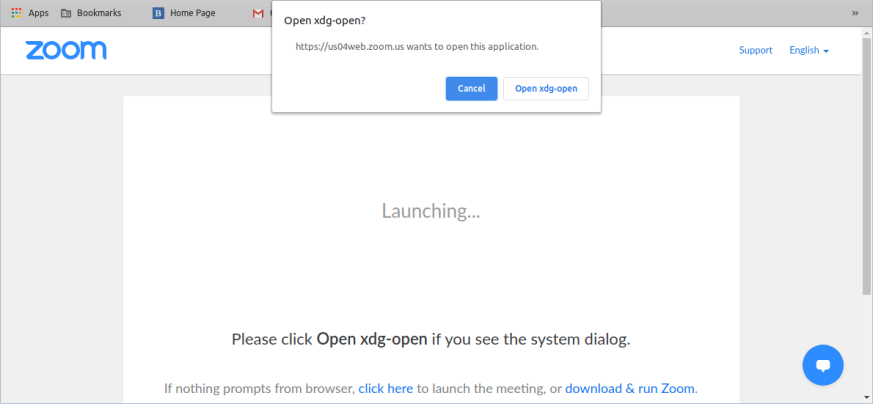 Zoom: xdg-open dialog